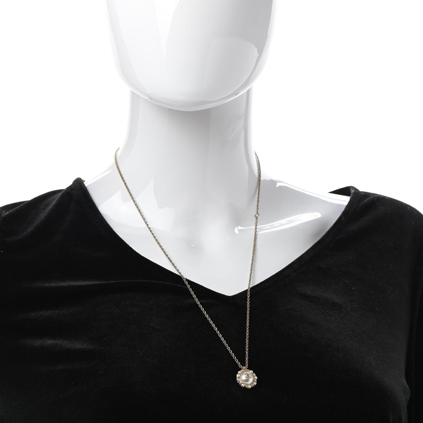 Pearl CC Round Necklace Gold