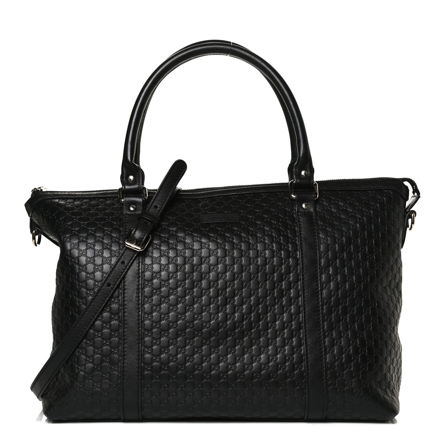 Soft Microguccissima Medium Zippered Satchel Black