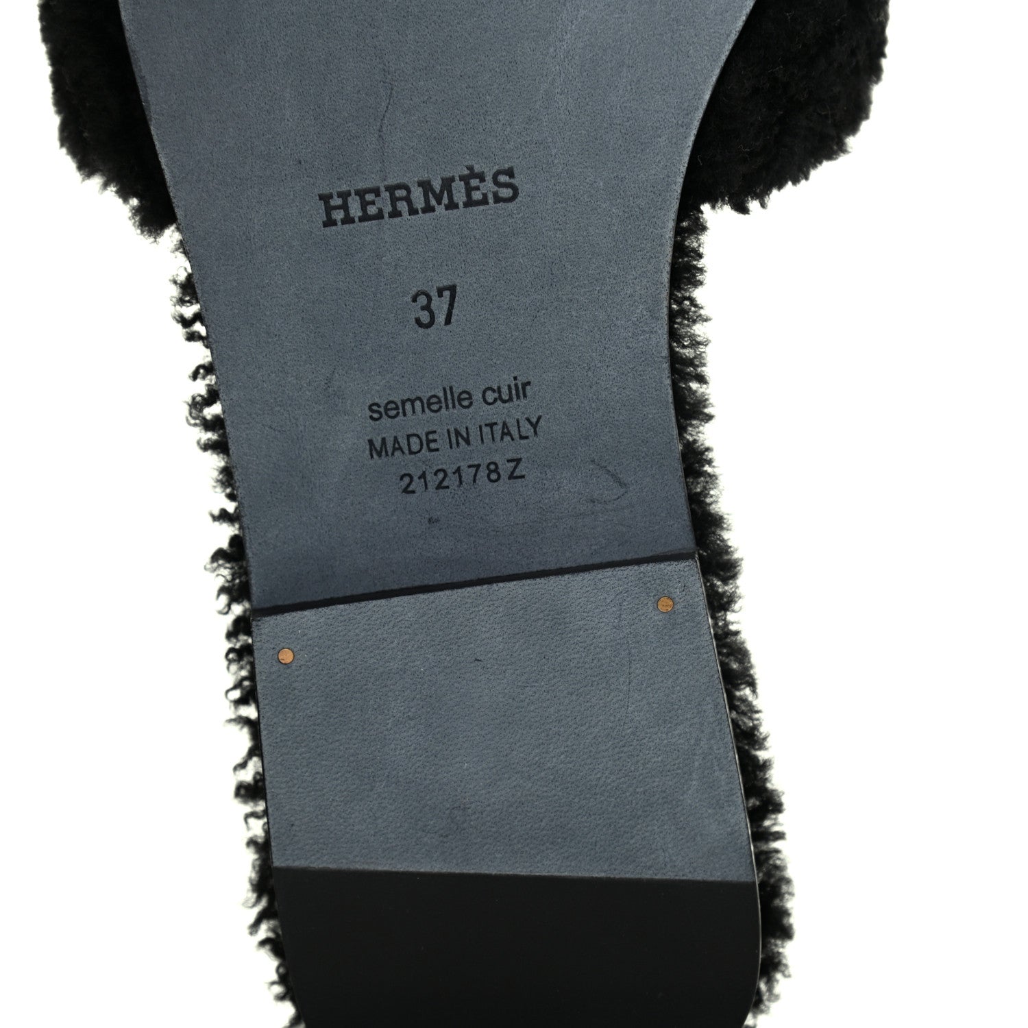 Hermes Woolskin Oran Sandals 37 Black 8 of 9