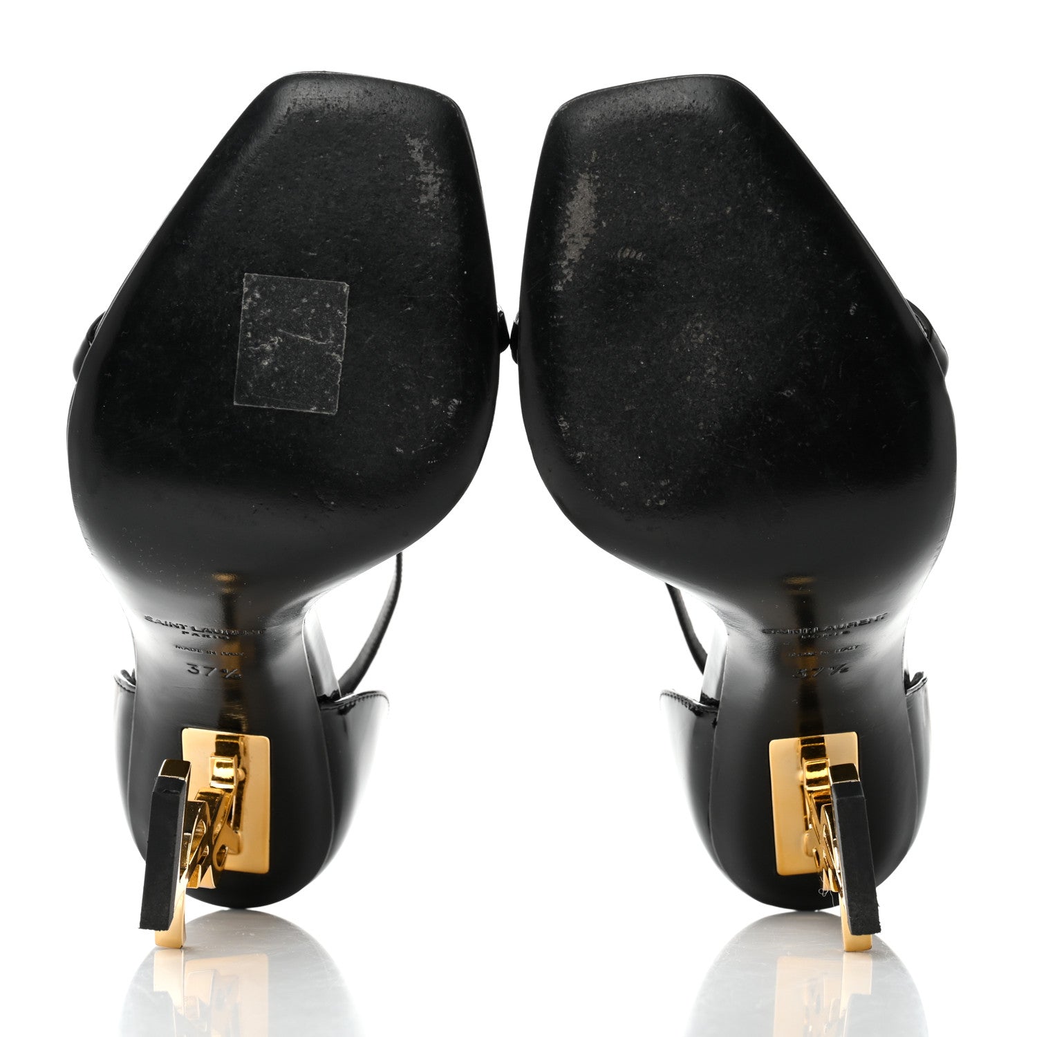 Saint Laurent Patent Calfskin Opyum 110 Sandals 37.5 Black Gold 5 of 9