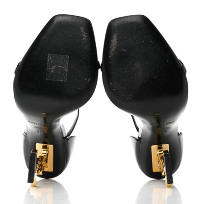 Saint Laurent Patent Calfskin Opyum 110 Sandals 37.5 Black Gold 5 of 9