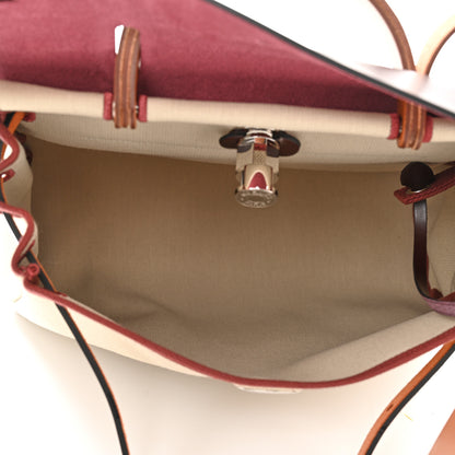 Hermes Military Toile Vache Hunter Herbag Zip Retourne 31 PM Beton Fauve Rouge Sellier Cuivre 6 of 12