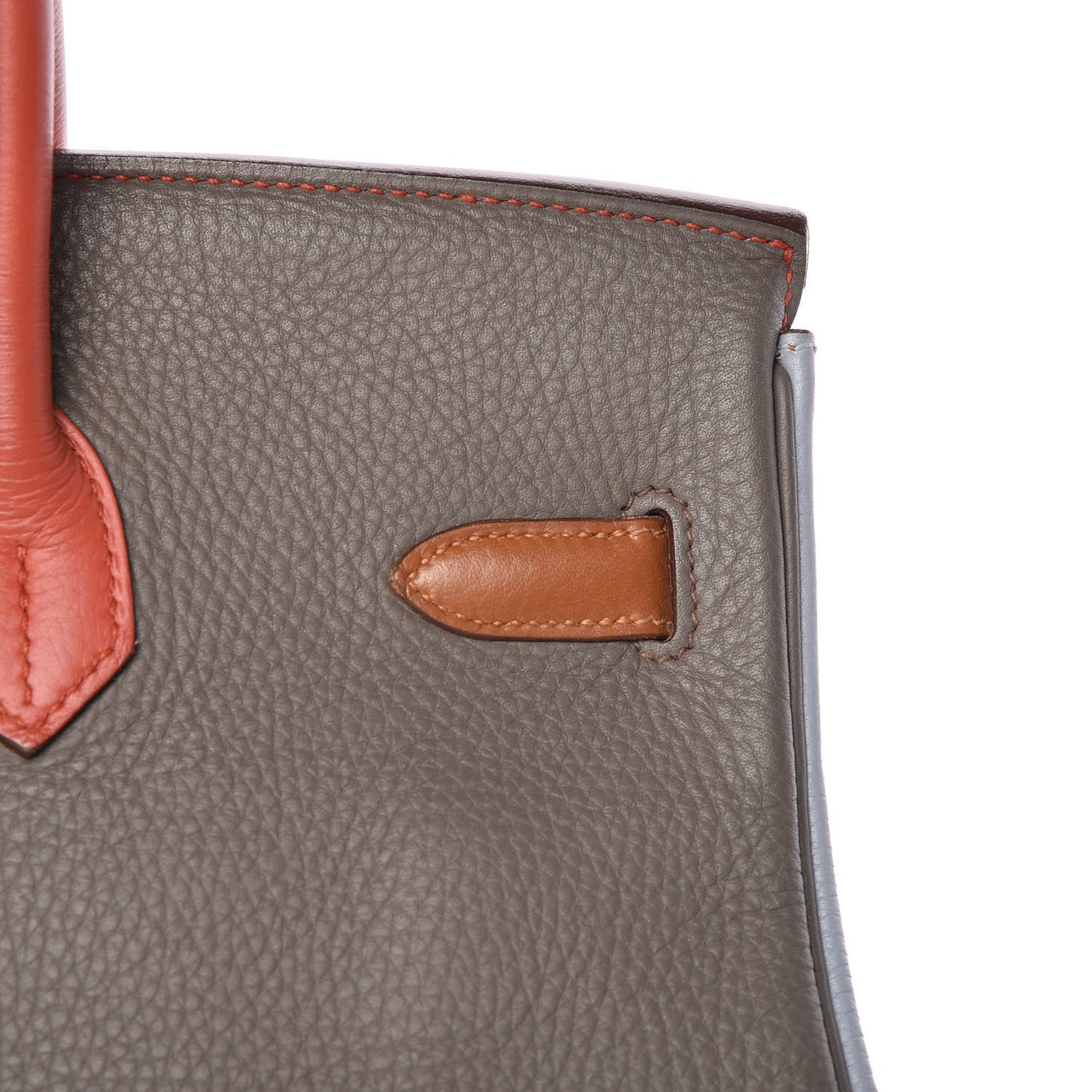 Taurillon Clemence Arlequin Birkin 35 Orange Sanguine Gold Bleu Lin Bleu Hydra Etain