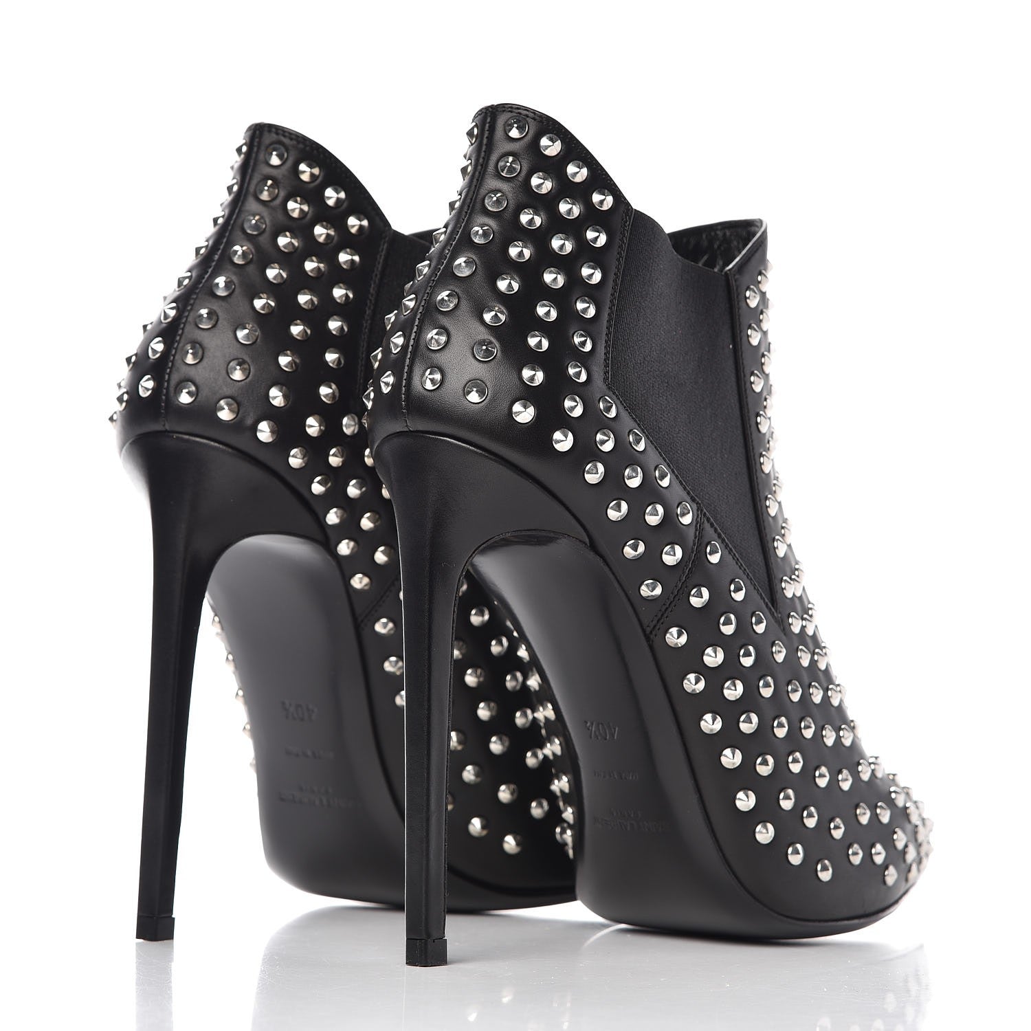 Saint Laurent Calfskin Studded Ankle Booties Black 4 of 9