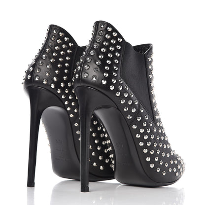 Saint Laurent Calfskin Studded Ankle Booties Black 4 of 9