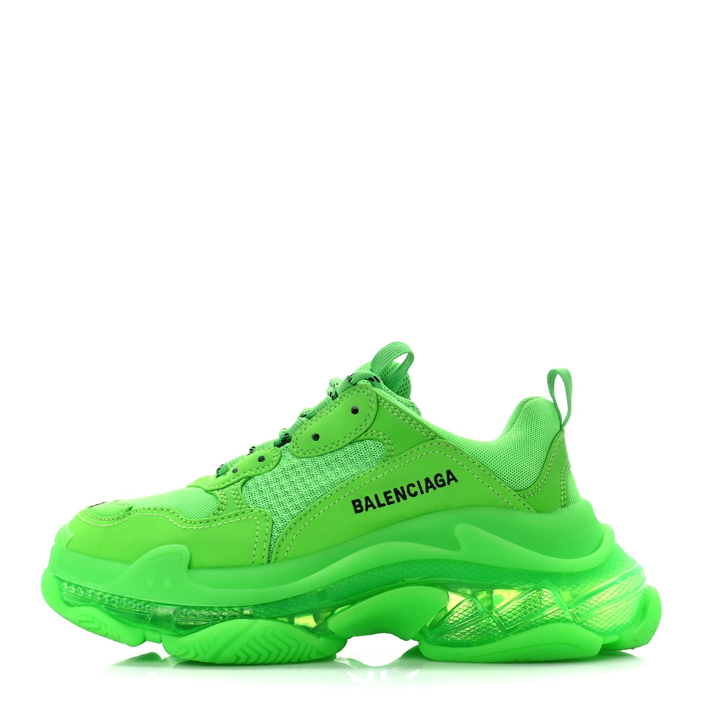 Fabric Mesh Clear Sole Womens Triple S Sneakers 38 Fluo Green