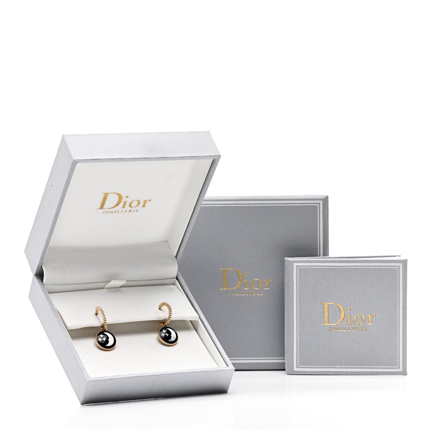 18K Yellow Gold Diamond Black Onyx Mother of Pearl Rose Celeste Earrings Drop Earrings