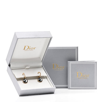 Christian Dior 18K Yellow Gold Diamond Black Onyx Mother of Pearl Rose Celeste Earrings Drop Earrings 6 of 6