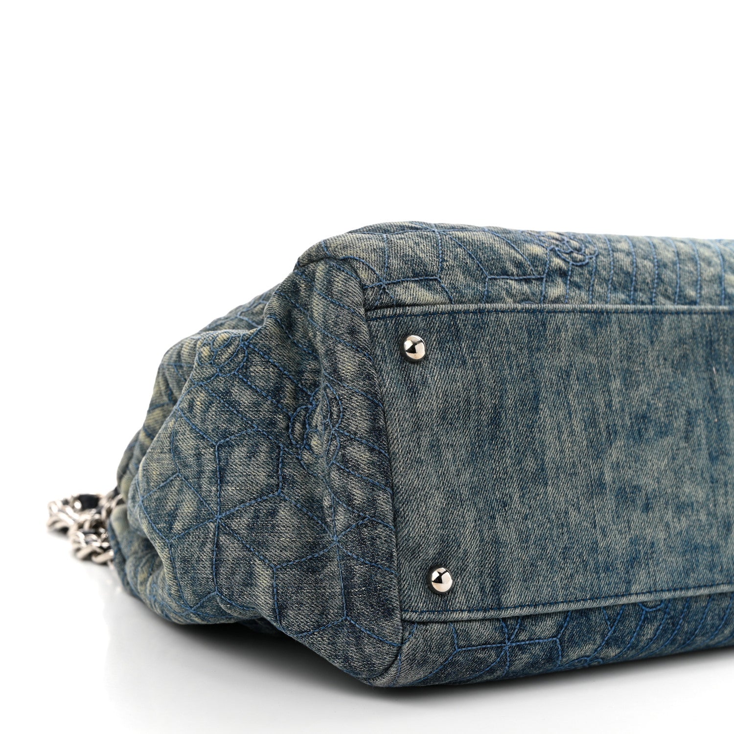 Chanel Denim Camellia Embroidered Medium Just Mademoiselle Blue 10 of 11