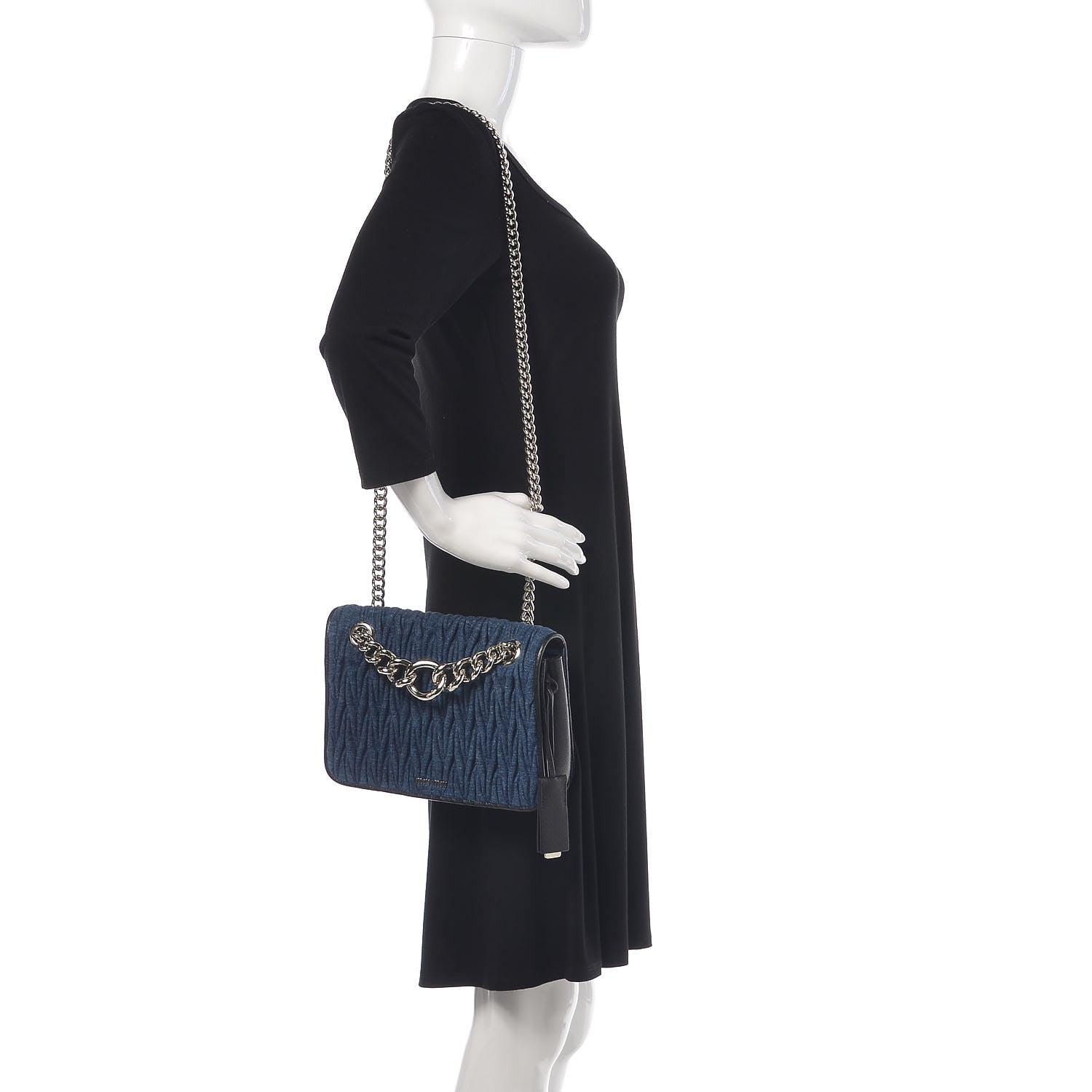 Miu Miu Denim Matelasse Shoulder Bag Blue 2 of 9
