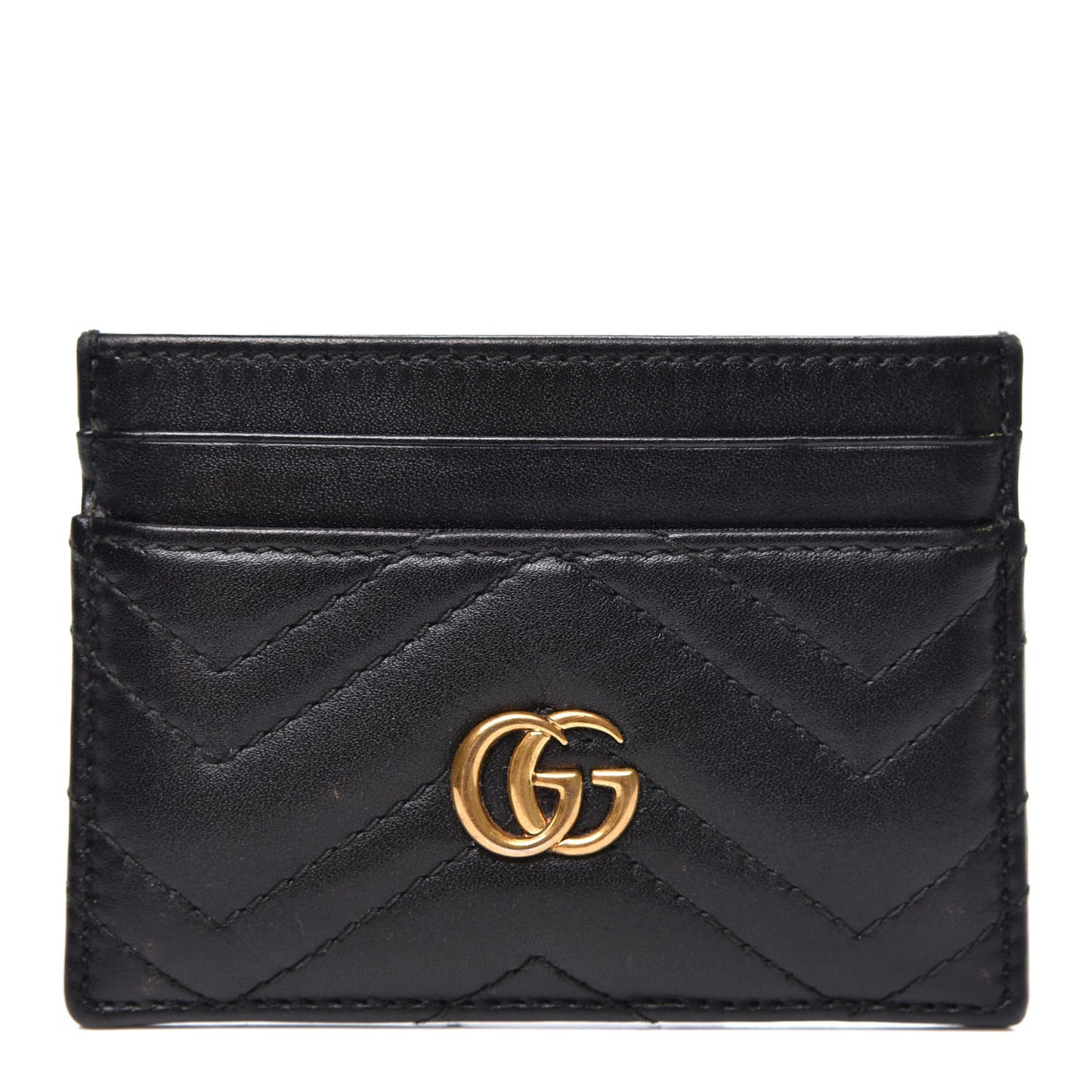 Calfskin Matelasse GG Marmont Card Holder Black