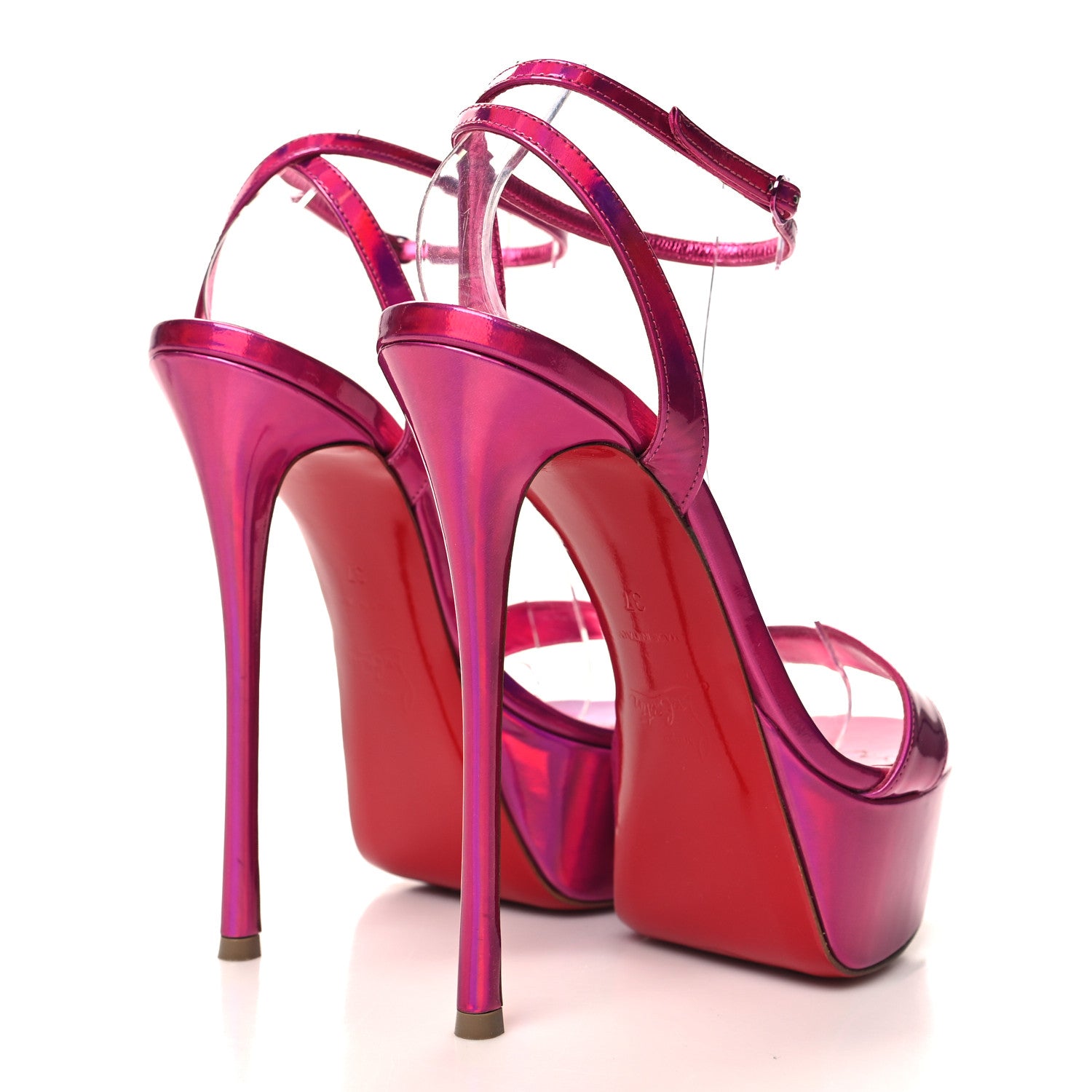 Christian Louboutin Patent Psychic Loubi Queen Alta 150 Platform Sandals 37 Fuxia 4 of 11