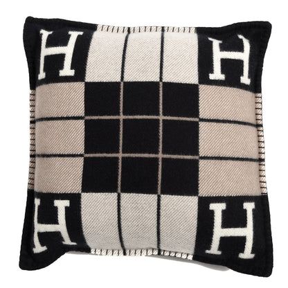 Hermes Wool Cashmere Avalon III Pillow PM Ecru Black 1 of 4
