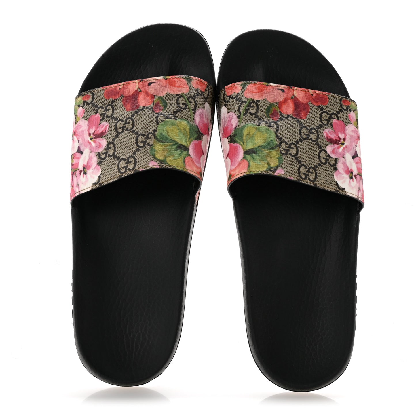 GG Supreme Monogram Blooms Slide Sandals 40 Beige Multicolor