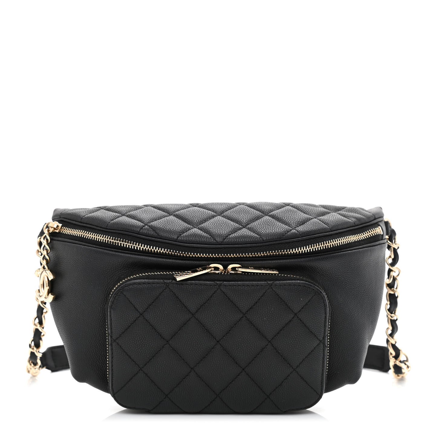 Caviar Quilted Business Affinity Waist Belt Bag Black