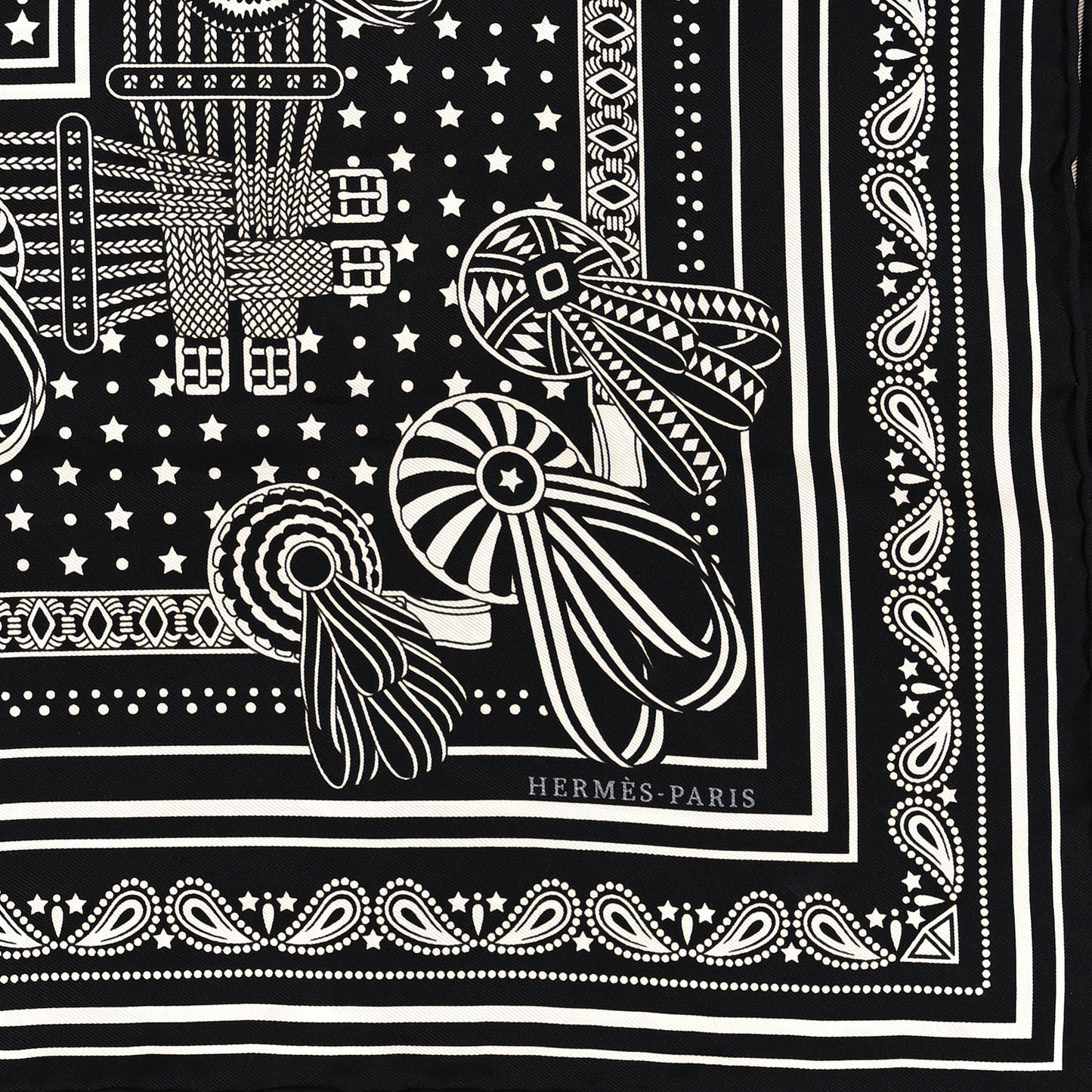 Silk Les Rubans Du Cheval Scarf 55 Black White