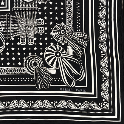 Hermes Silk Les Rubans Du Cheval Scarf 55 Black White 2 of 4