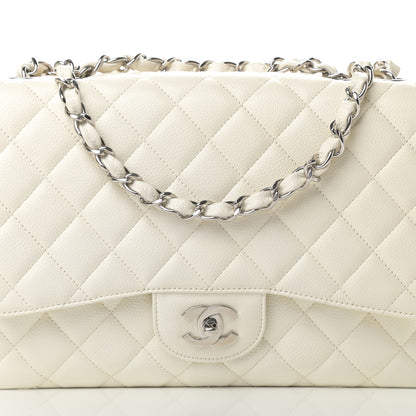 Chanel Caviar Quilted Jumbo Single Flap White 8 of 12