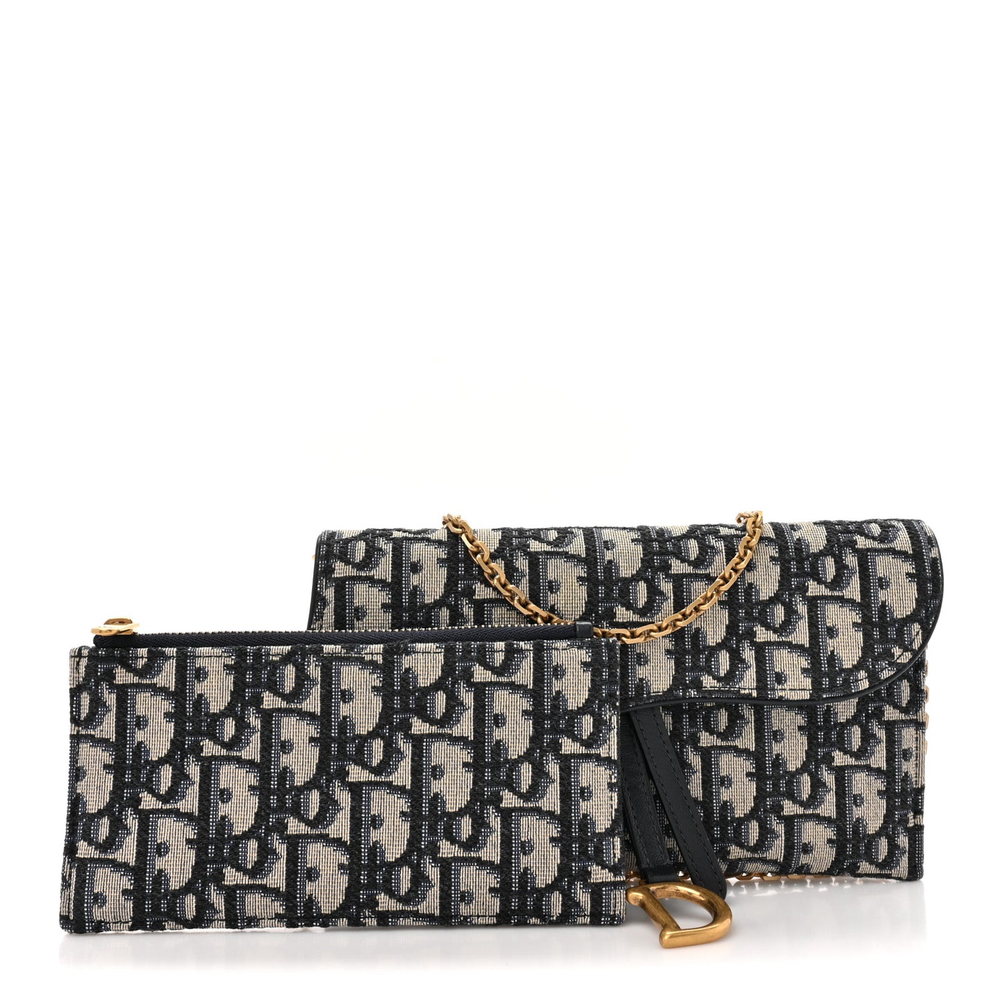 Oblique Saddle Chain Long Wallet Blue