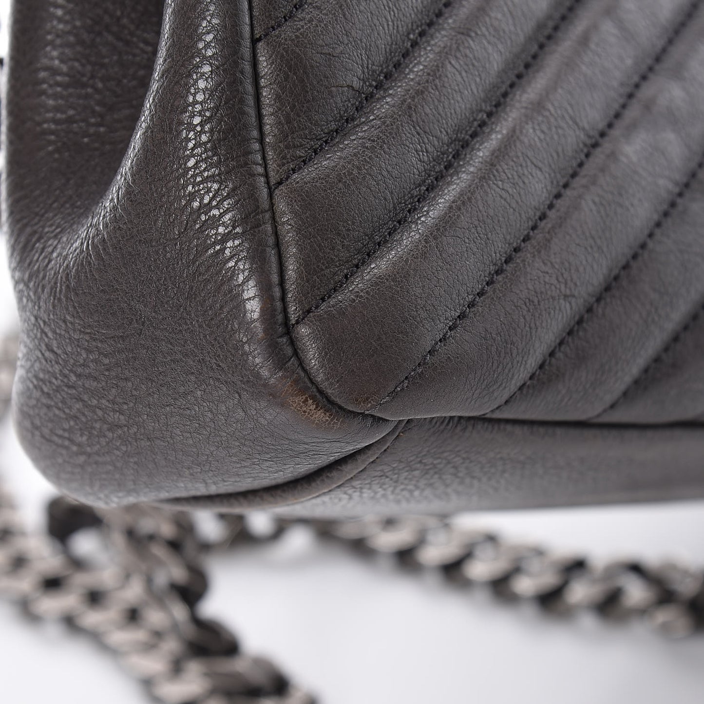 Sheepskin Matelasse Chevron Monogram Medium College Bag Dark Anthracite
