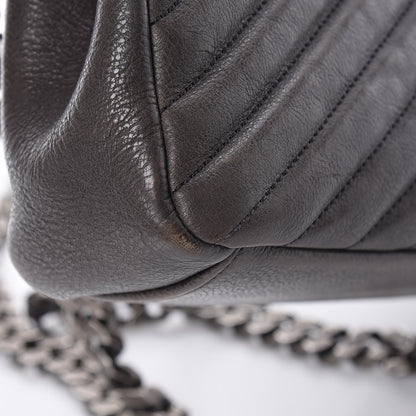 Saint Laurent Sheepskin Matelasse Chevron Monogram Medium College Bag Dark Anthracite 19 of 19