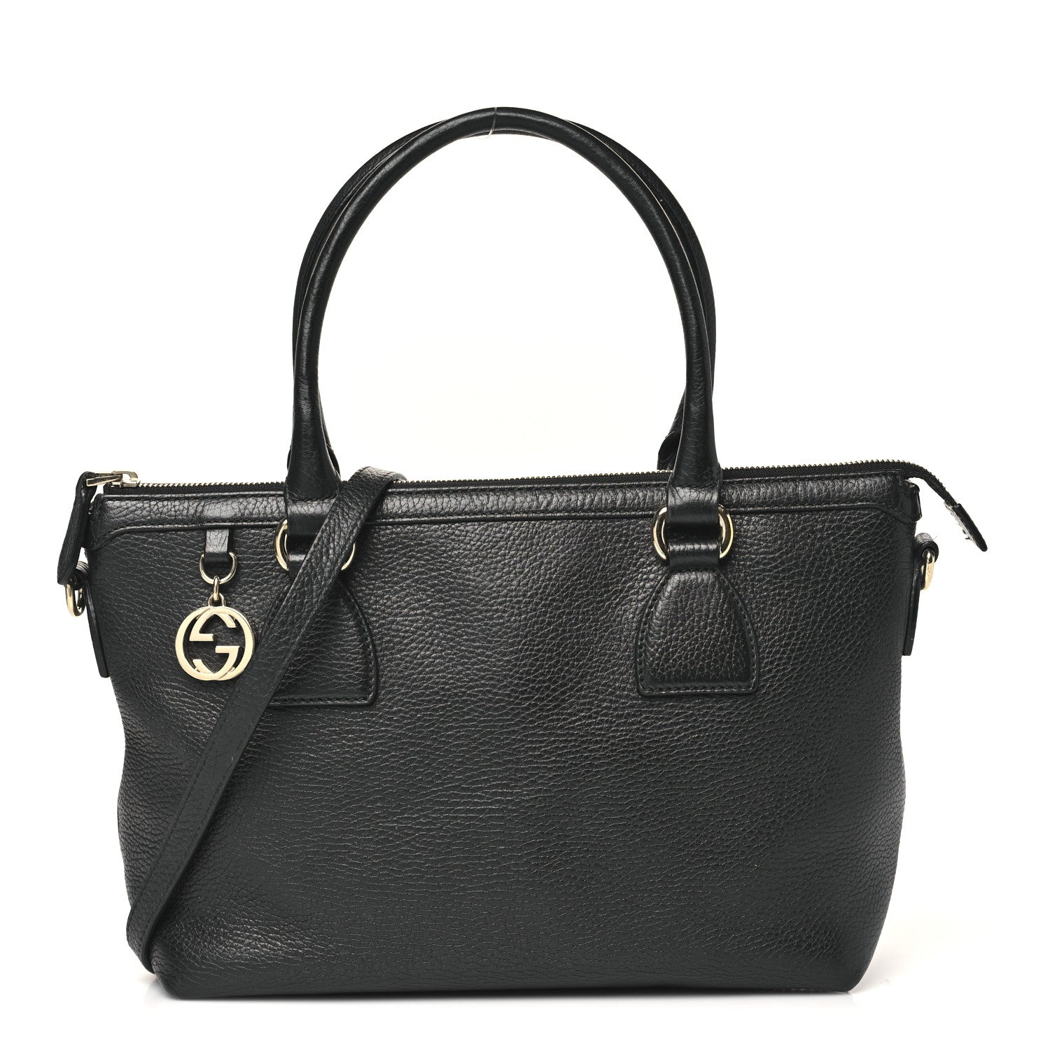 Gucci Dollar Calfskin GG Charm Satchel Black 1 of 12