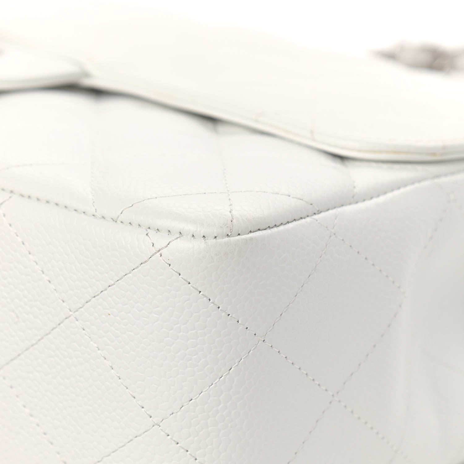 Chanel Caviar Quilted Jumbo Single Flap White 9 of 16