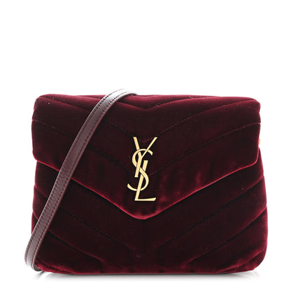 Saint Laurent Velvet Y Quilted Monogram Toy Loulou Crossbody Bag French Burgundy 1 of 12
