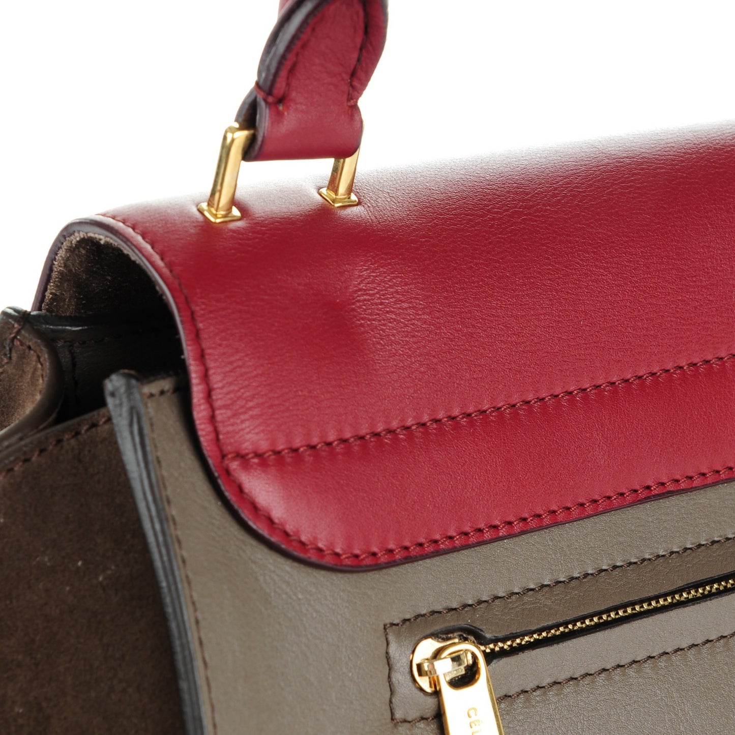 Calfskin Suede Large Tri-Color Trapeze Granite