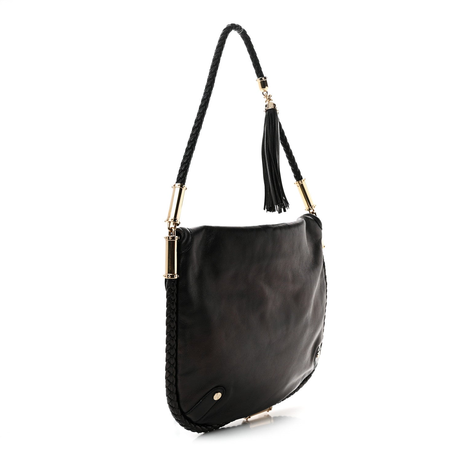 Gucci Calfskin Medium Britt Tassel Shoulder Bag Black 3 of 10