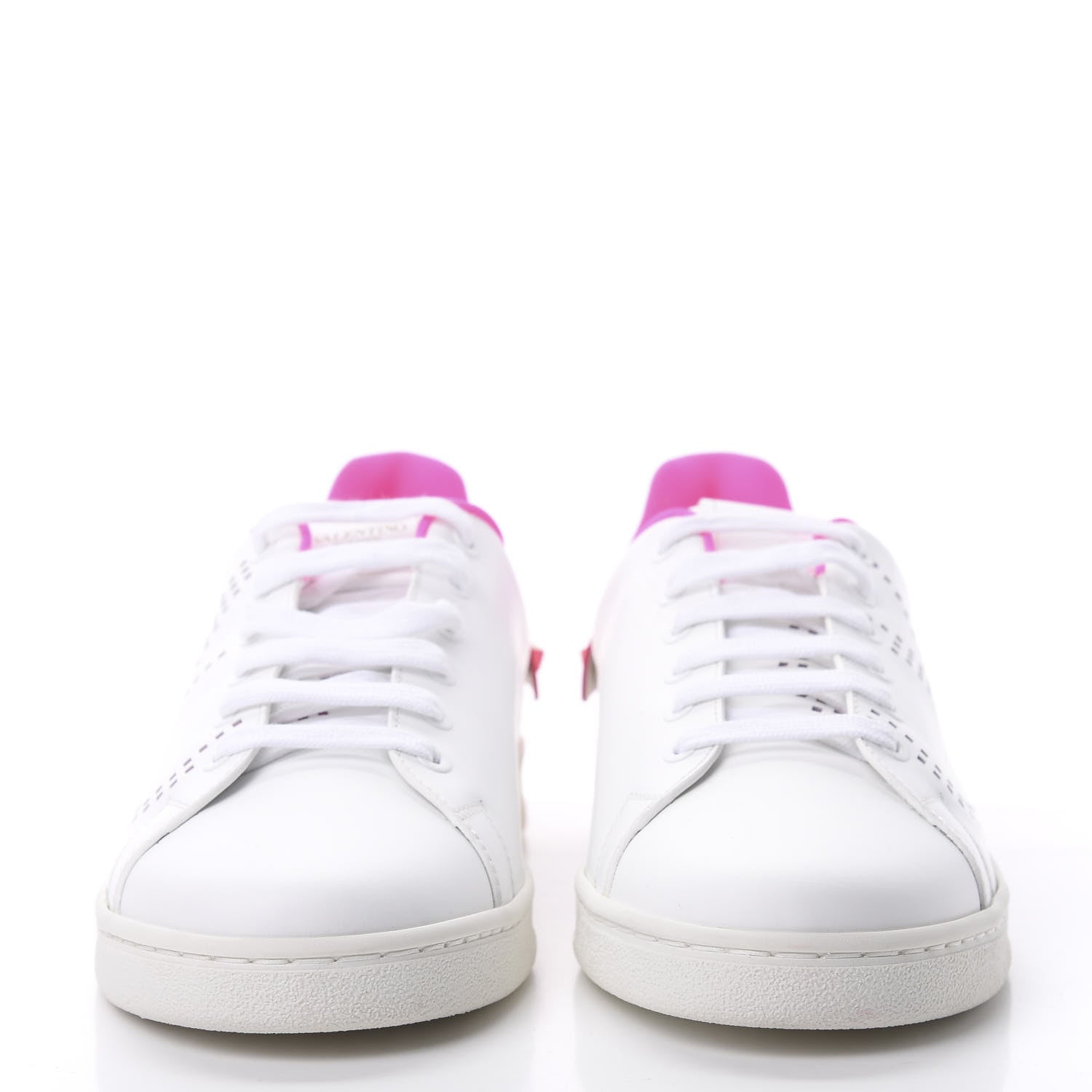 Valentino Garavani Calfskin Womens Backnet Sneakers 41 White Fuchsia 2 of 10