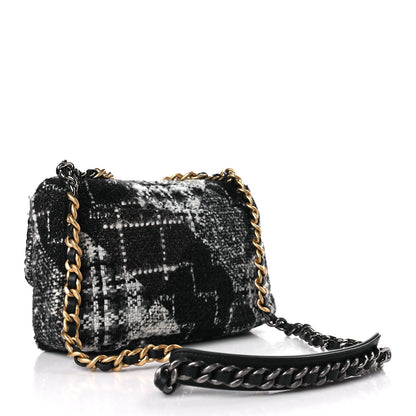 Chanel Tweed Quilted Medium Chanel 19 Flap Black White 3 of 10