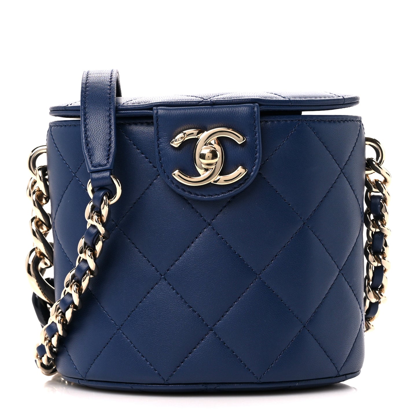 Lambskin Resin Elegant Chain Vanity Case Blue