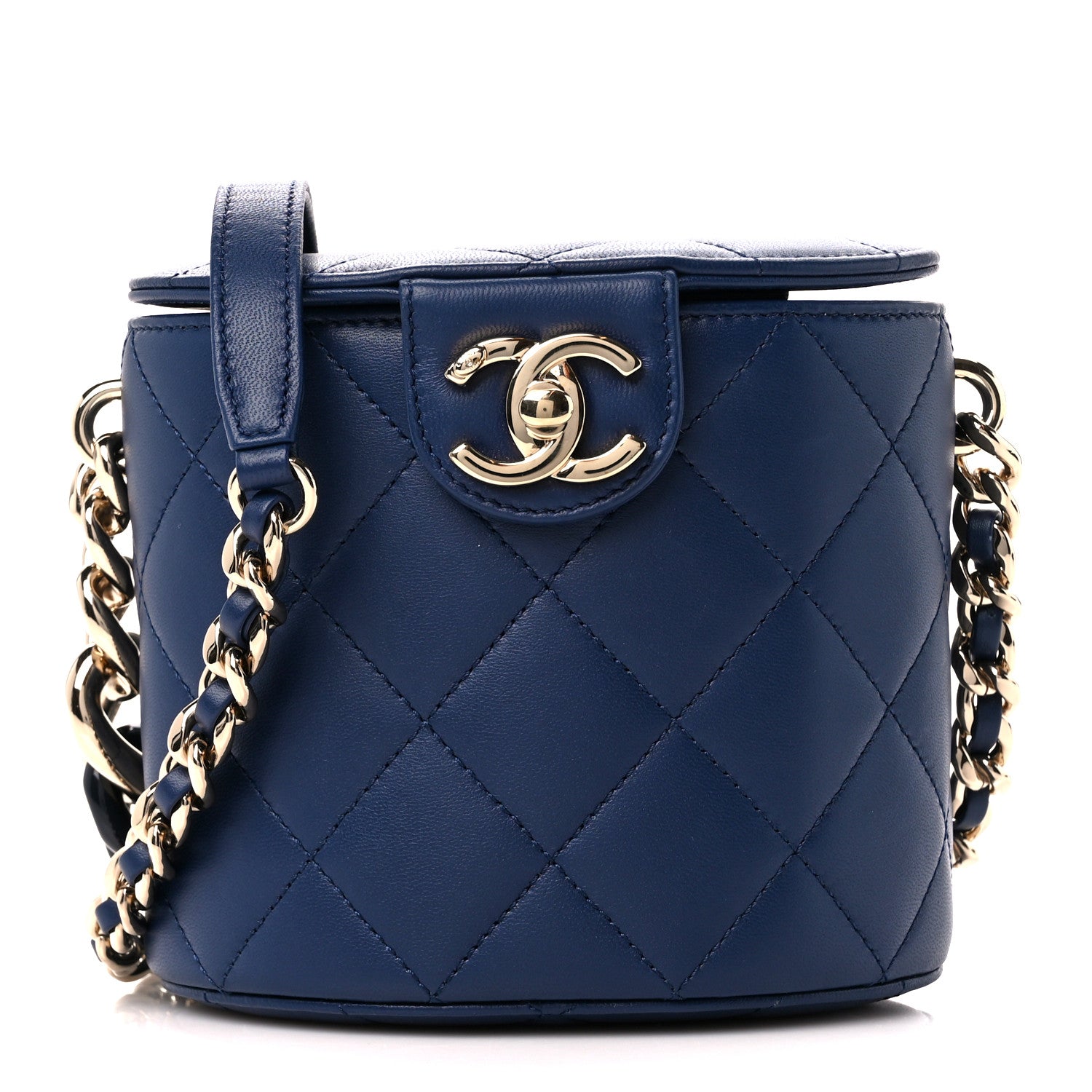 Chanel Lambskin Resin Elegant Chain Vanity Case Blue 1 of 13