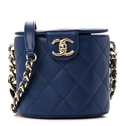 Chanel Lambskin Resin Elegant Chain Vanity Case Blue 1 of 13
