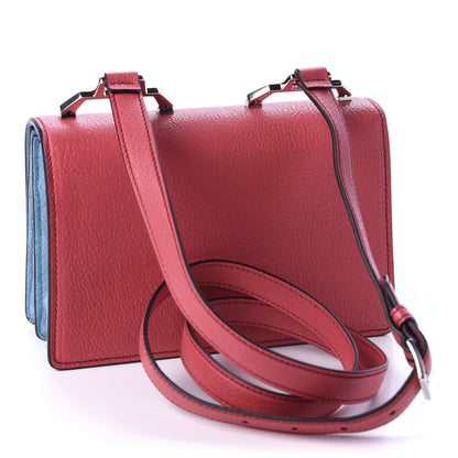 Miu Miu Goatskin Suede Madras Miu Logo Shoulder Bag Peonia Astrale 3 of 9