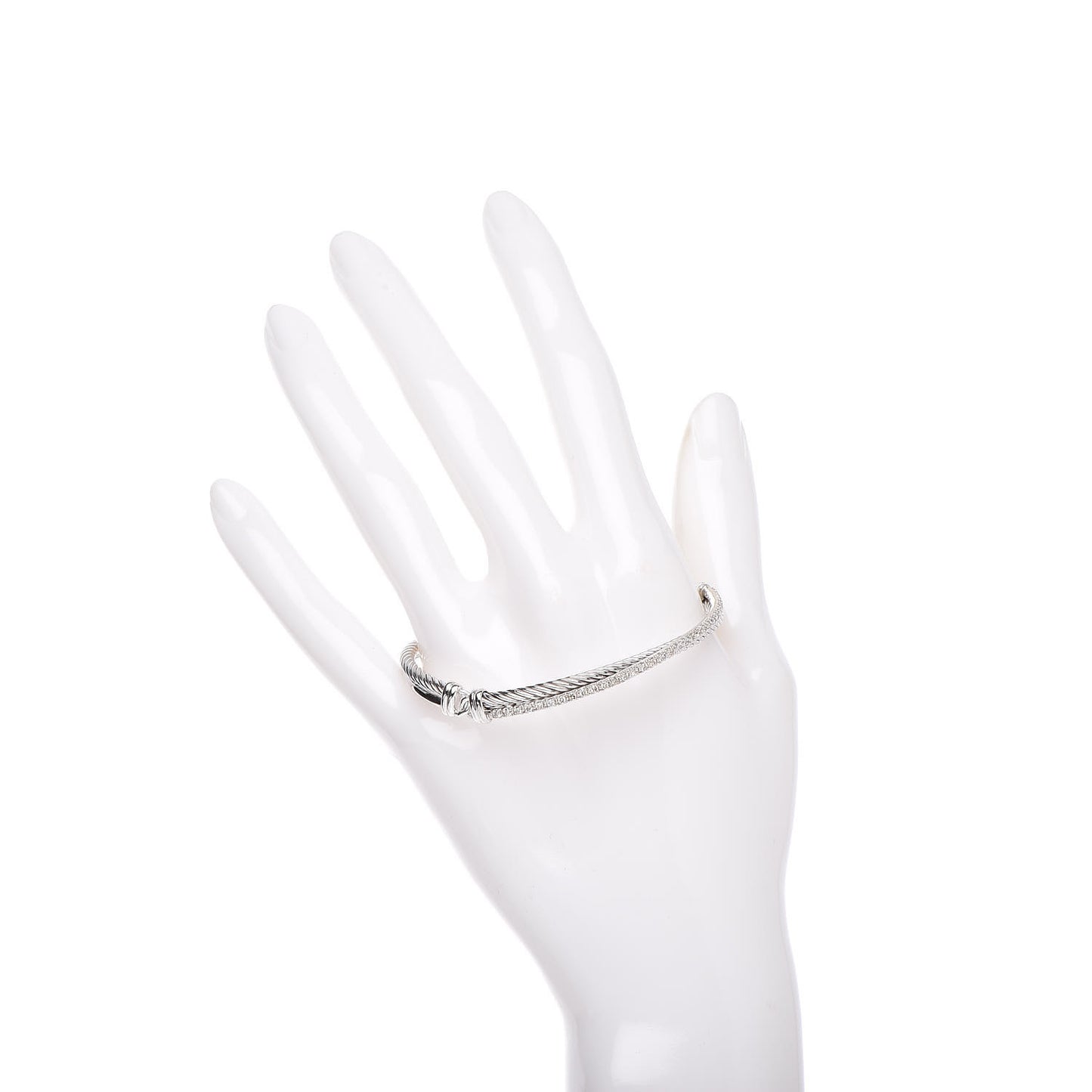 Sterling Silver 14K White Gold Diamond 3mm Crossover Bracelet
