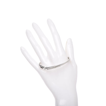 David Yurman Sterling Silver 14K White Gold Diamond 3mm Crossover Bracelet 2 of 4