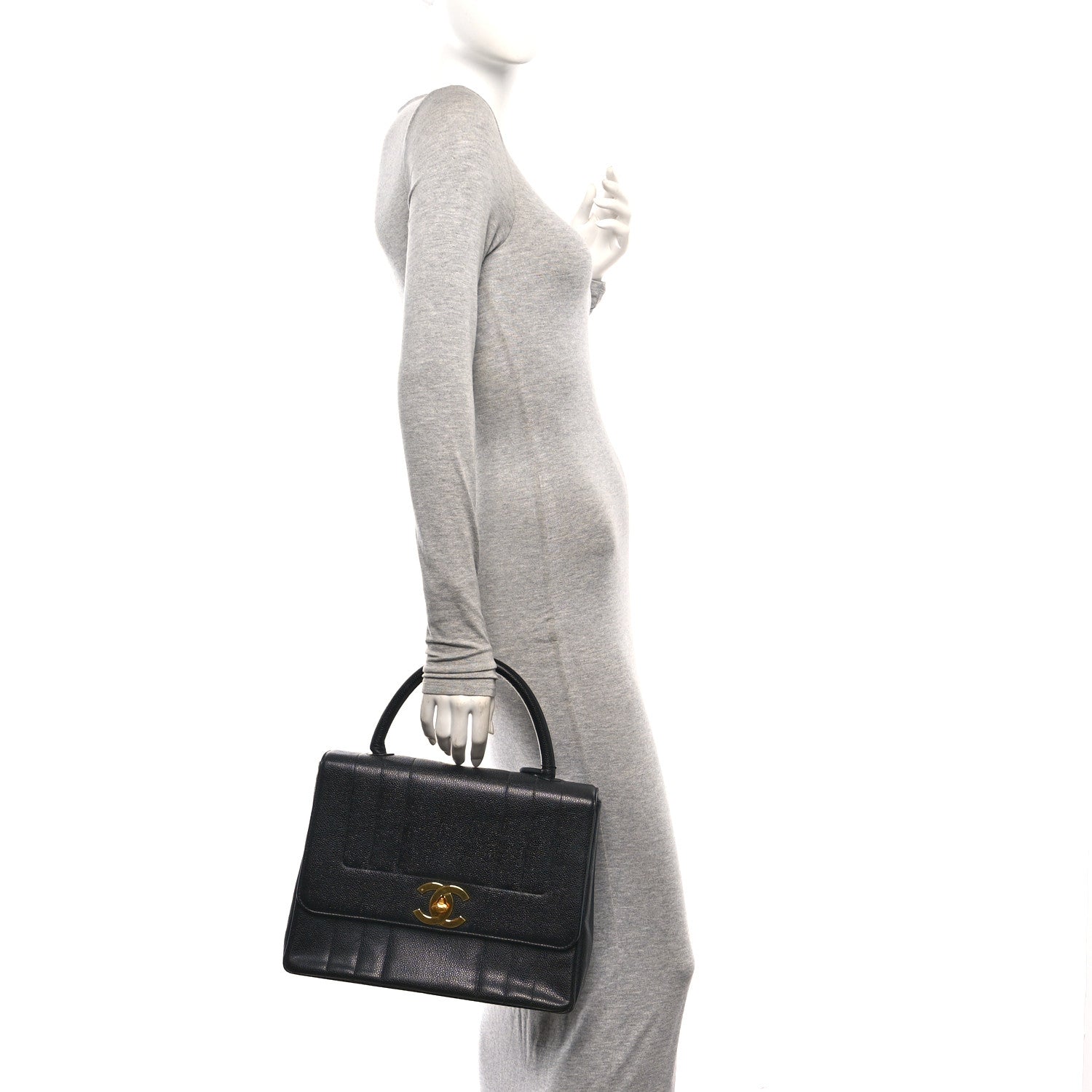 Chanel Caviar Vertical Quilted Kelly Flap Bag Black 2 of 11