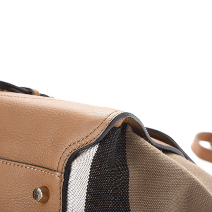 Burberry Mega Check Grained Calfskin Medium Harcourt Satchel Saddle Brown 14 of 15