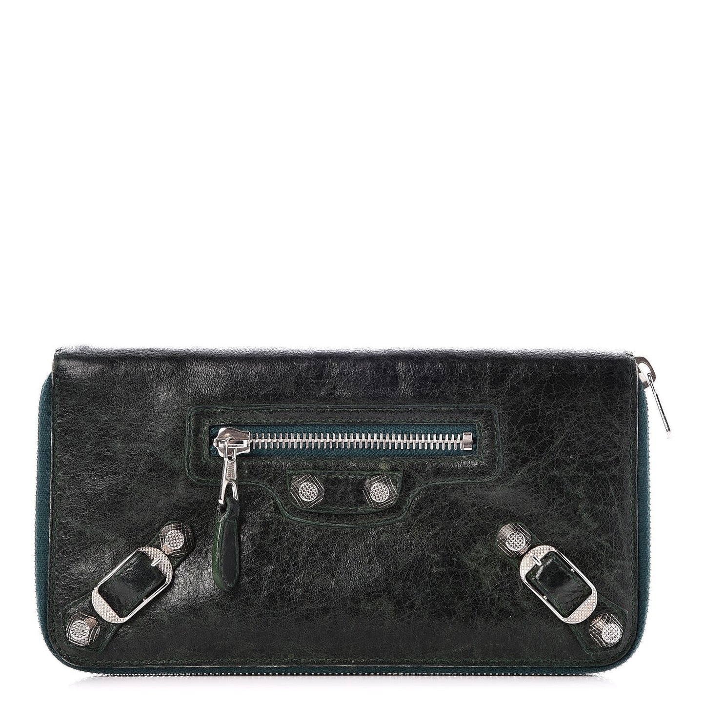 Chevre Giant 12 Silver Hardware Compagnon Wallet Evergreen