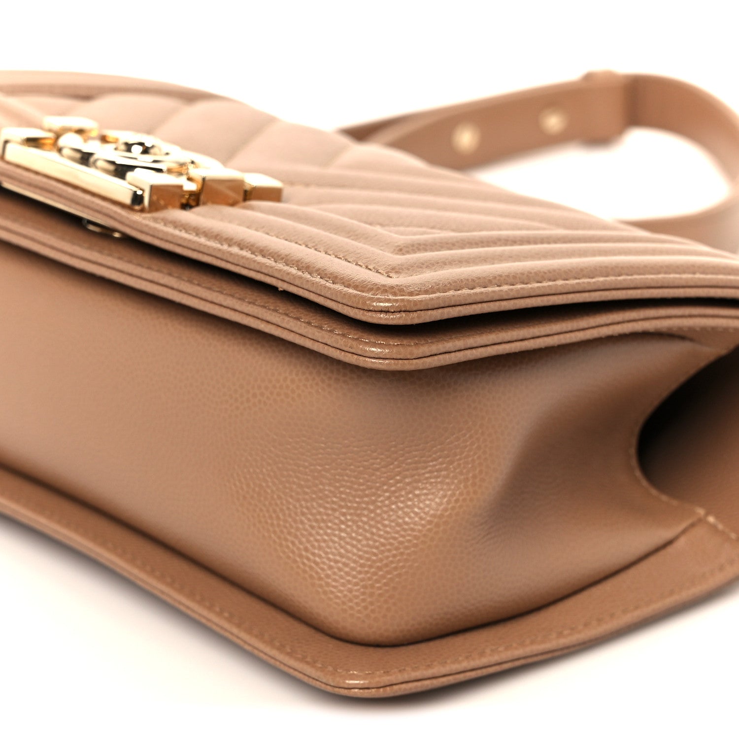 Chanel Caviar Chevron Quilted Small Boy Flap Beige 10 of 10