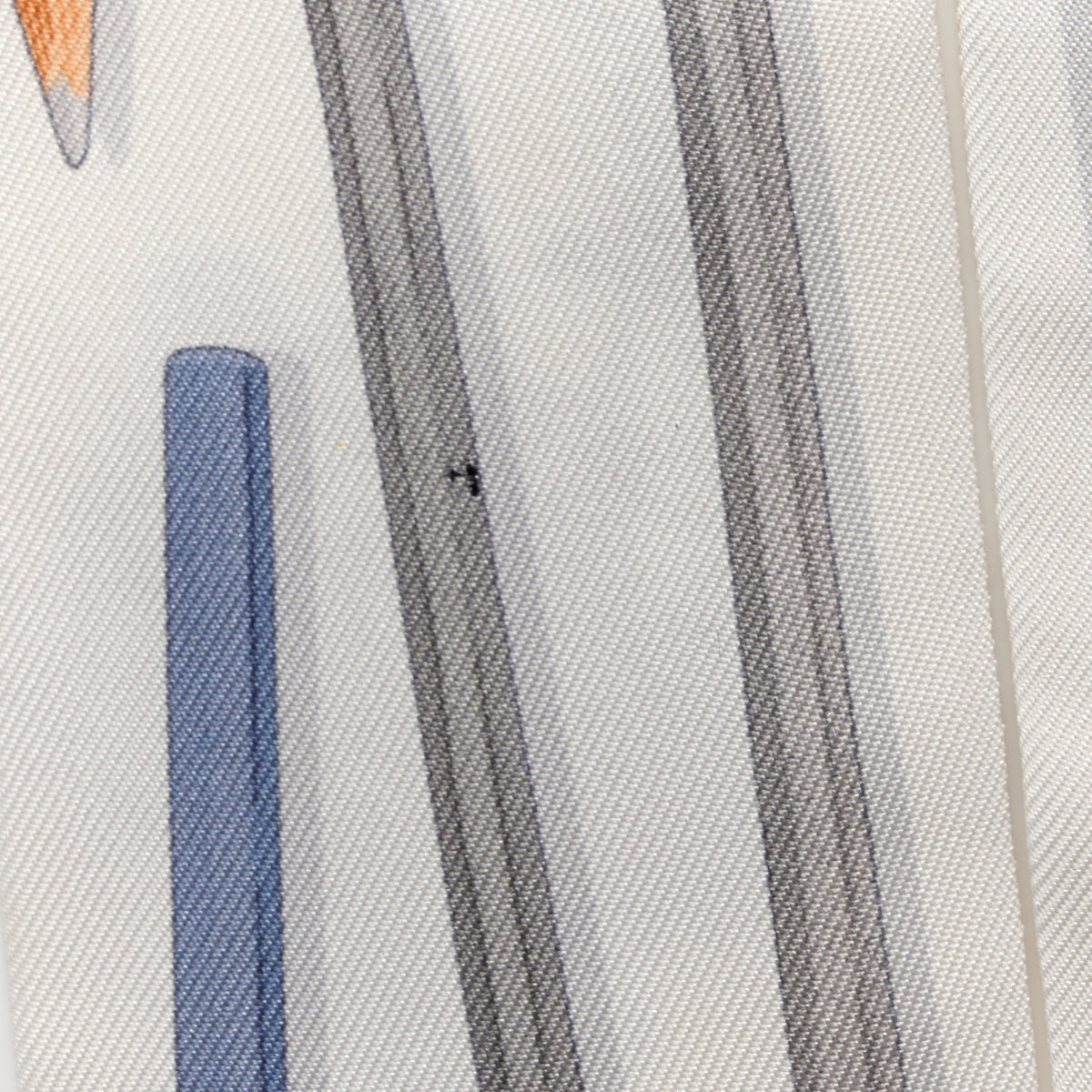 Hermes Silk A Vos Crayons Twilly White Gris Bleu Jean 3 of 5
