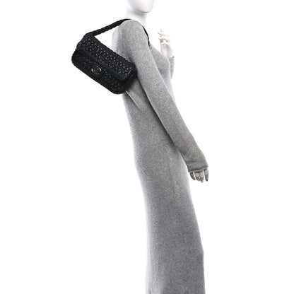 Chanel Lambskin Crochet Embroidered Shoulder Bag Black 3 of 10