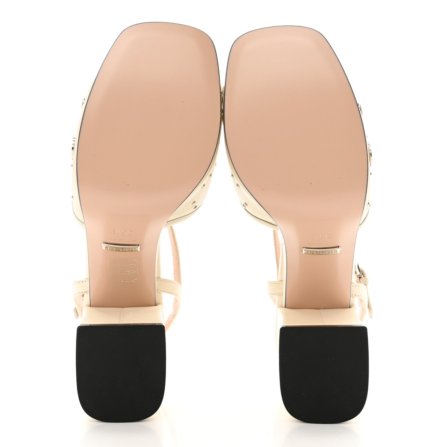 Gucci Malaga Kid Interlocking G Studs 25/85mm Platform Sandals 35.5 Mystic White 5 of 9