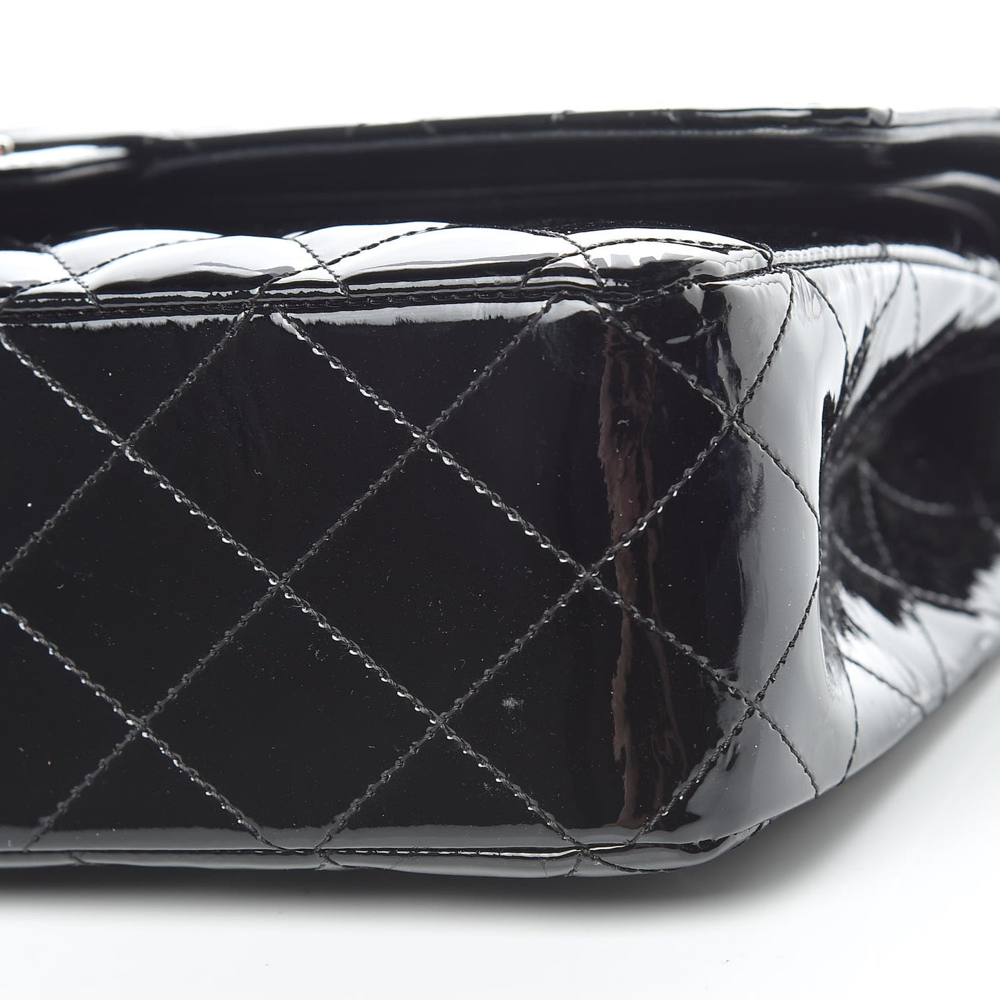 Patent Quilted Medium Double Flap Black