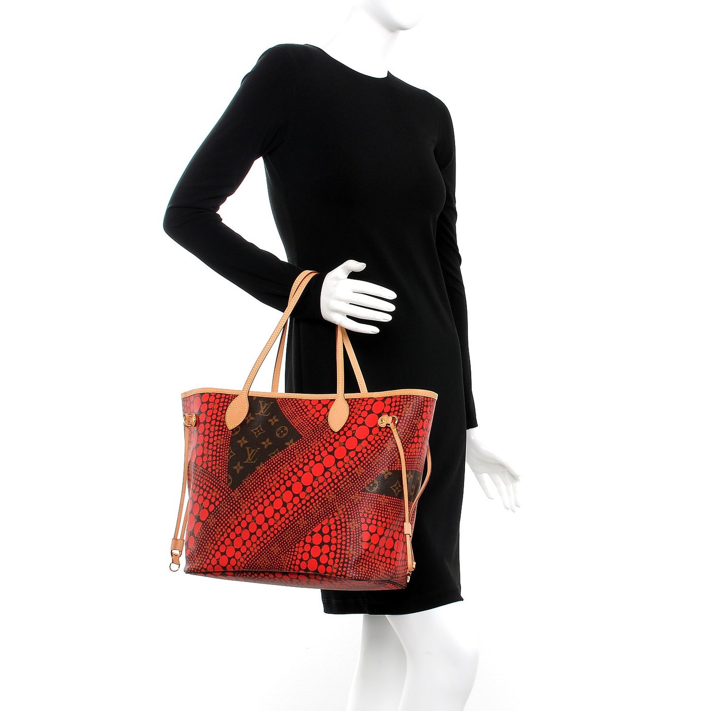 Monogram Kusama Waves Neverfull MM Red