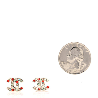 Chanel Crystal CC Earrings Gold Multicolor 2 of 4