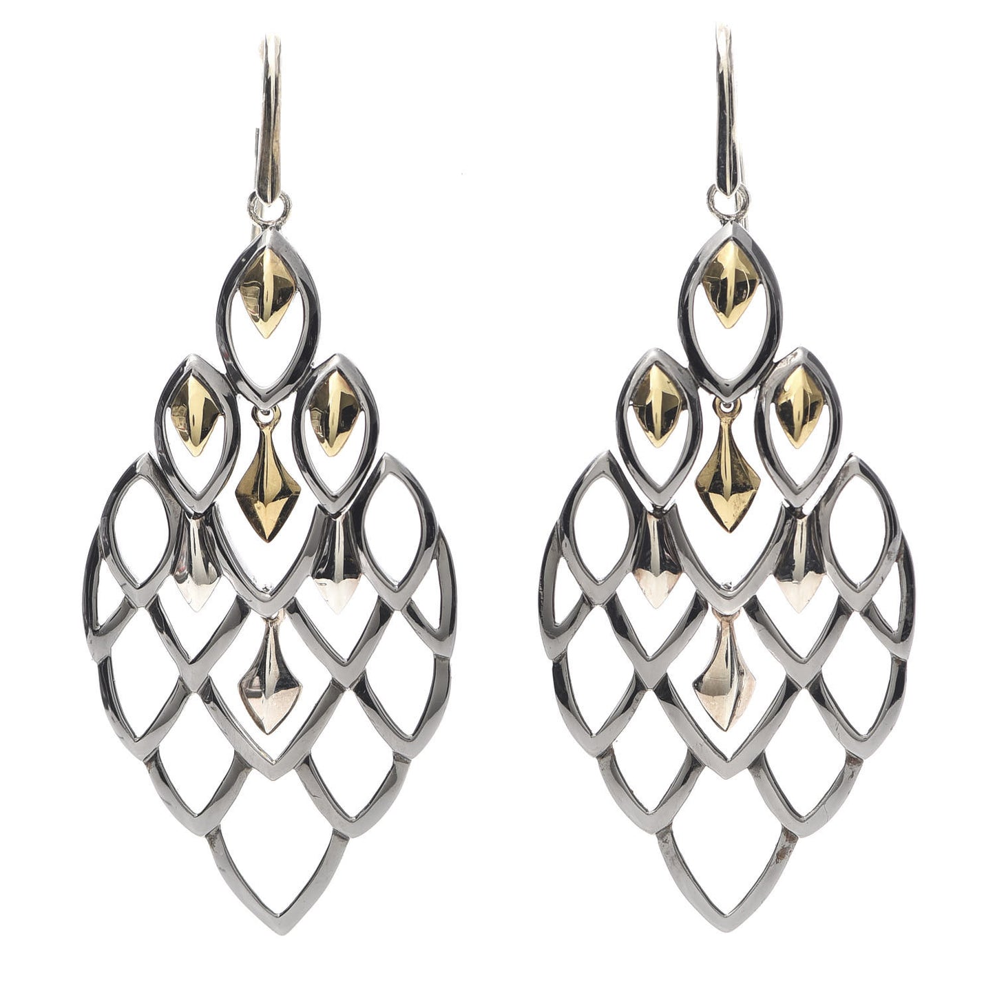 Sterling Silver 18K Yellow Gold Naga Chandelier Earrings