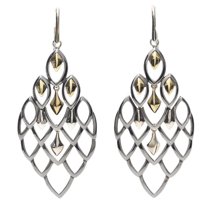John Hardy Sterling Silver 18K Yellow Gold Naga Chandelier Earrings 1 of 4